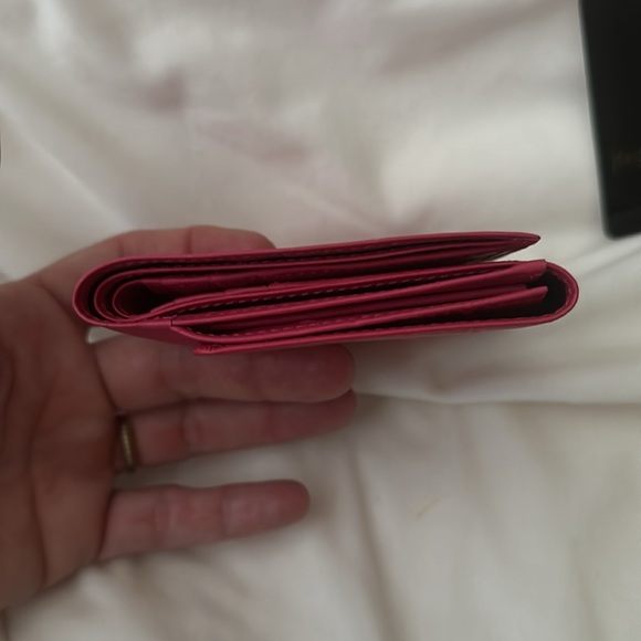 YSL New Hot Pink/Black Double snap Monogram wallet Authentic Clean - Picture 4 of 9